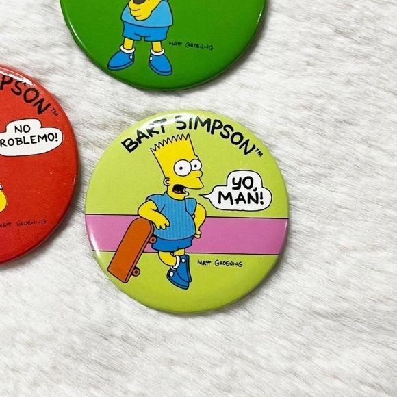Set of 6 Vintage 1989 The Simpsons Pins - Picture 5 of 7